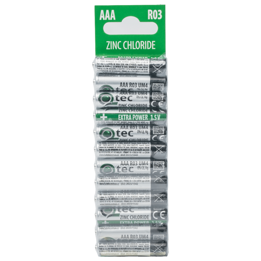 QTEC cink-klorid baterije “AAA” – EXTRA POWER (12/1)